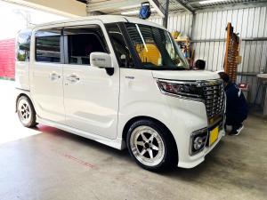 新品　ホイール交換　スズキスペーシアカスタムMK53S後期（SPACIA）　ロンシャンXR-4 15×6J　MINERVA 165/55R15